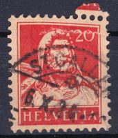 Gestauchte Tell-Marke 20c rot: interessanter Defekt 1924