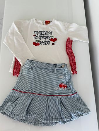 Mädchen Set Shirt und Rock Kirschen Motiv Top Autfit :-)