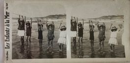 Stereofoto, Kinder am Meer, Frankreich