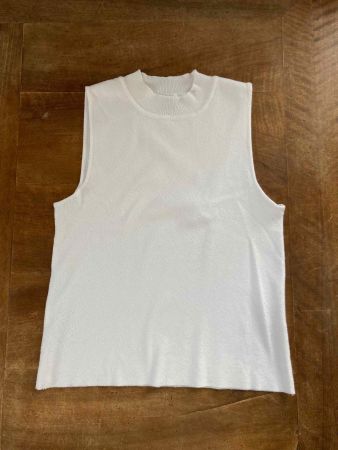 Top / dünner Pullunder, Weste aus Strick, w'weiss
