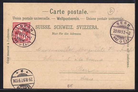 Cartoline postali: Passepartout-Lithographie Interlaken, Di – Usato da Berlin venduto da bartko-reher 1