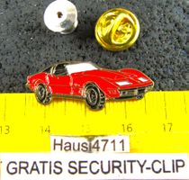 CORVETTE STINGRAY C3 ROT AUTO PIN GEPRÄGT MIT SECURITY-CLIP