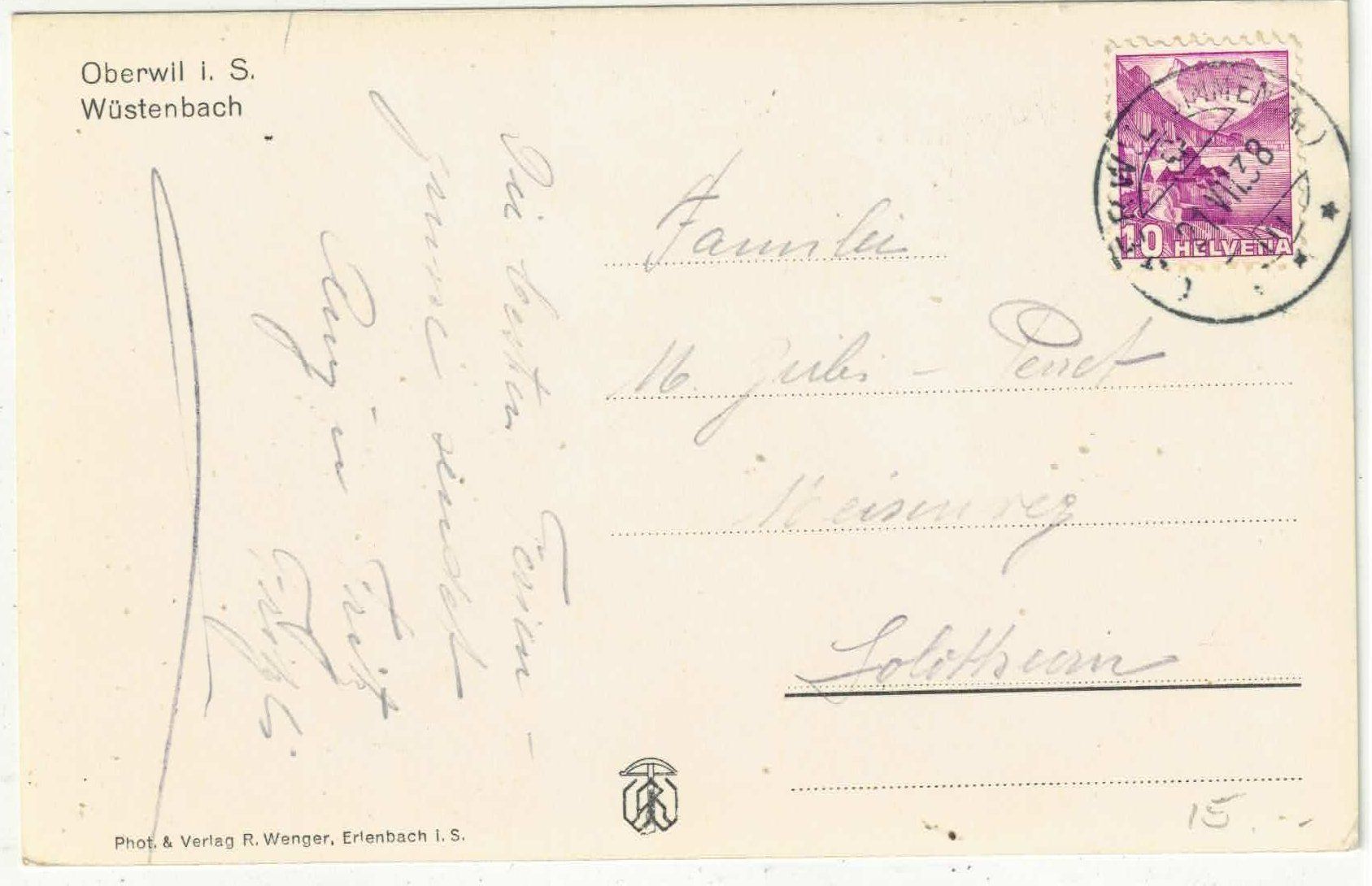 Cartoline postali: Oberwil i.S. - Wüstenbach – Usato da Ettingen venduto da Kartenplanet 1