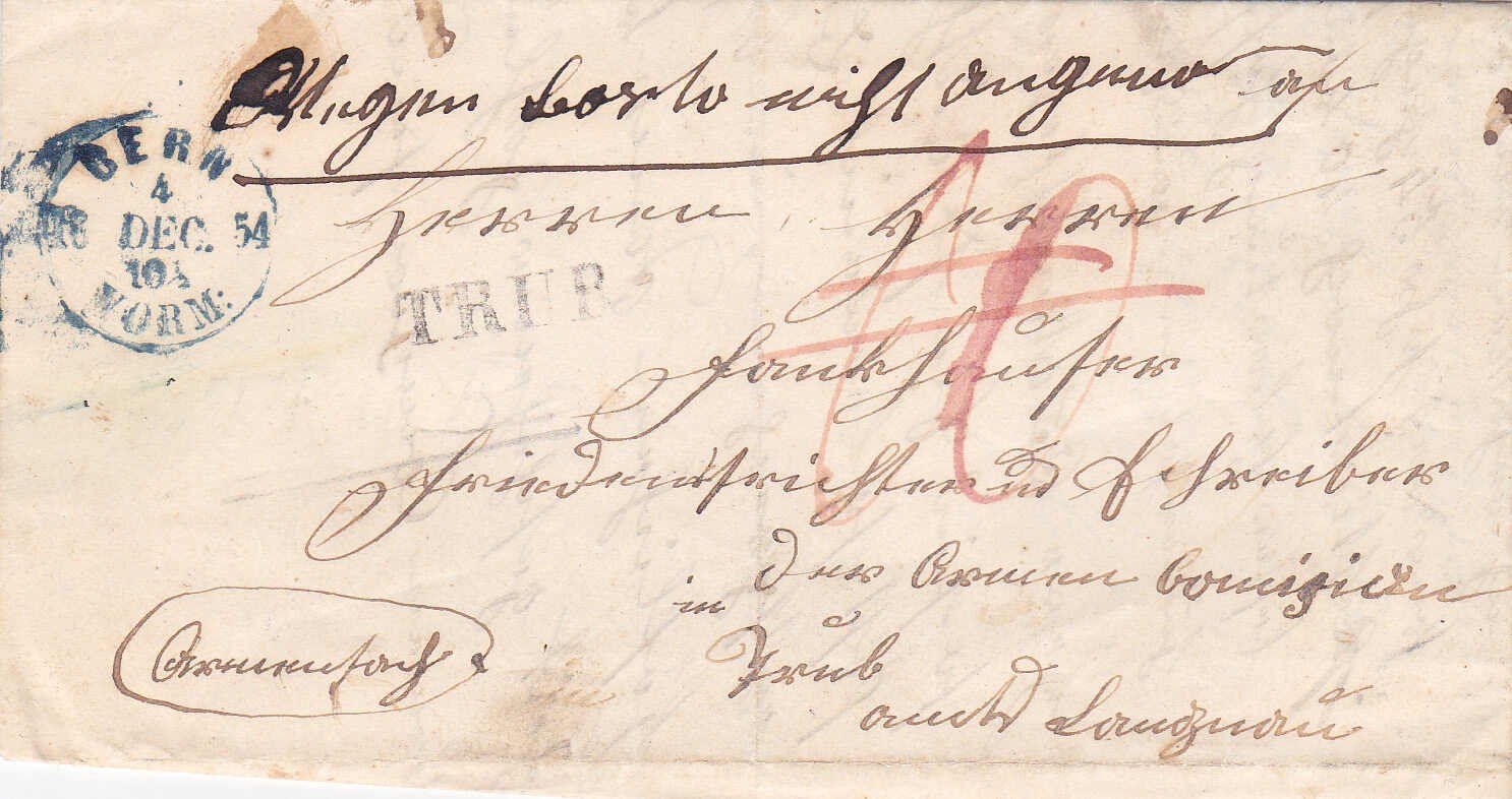 Tutti i francobolli: 1854, "Trub", Stabstempel und "Bern 18 Dec. 54" – Usato da Wenslingen venduto da riger11