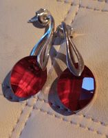 Red/Brown "Wine" Crystal Drop Swarovski Earrings, Silver