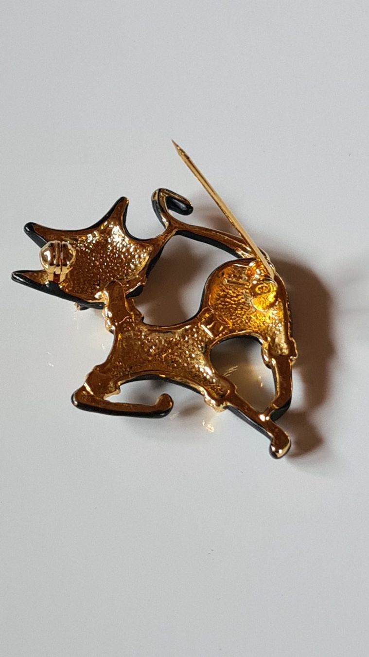 Spille & Fermagli: Modeschmuck Brosche schwarz/goldene Katze – Usato da Frauenfeld venduto da Purzli 2