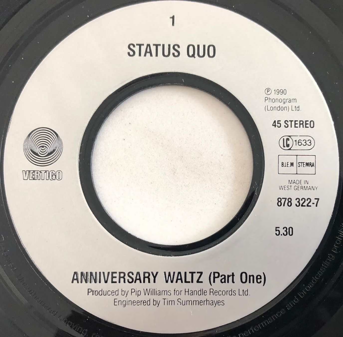 Vinyles: STATUS QUO - THE ANNIVERSARY WALZ – D'occasion à Poliez-Pittet par Newtown-Records 2
