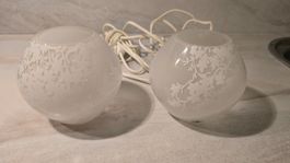 2 Lampen Glaskugeln mit Blumenmuster matte Ikea