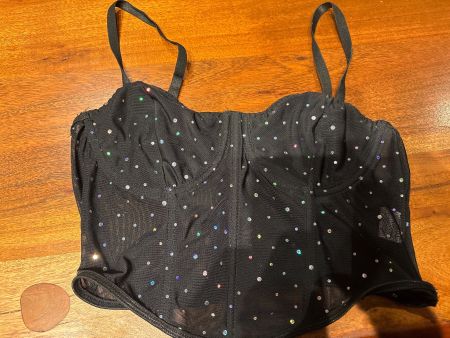 Corset Top schwarz mit Strasssteinen Grösse M