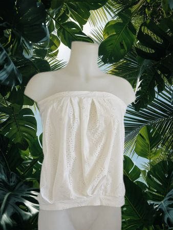 Bandeau Top weiss Lochstickerei Grösse L