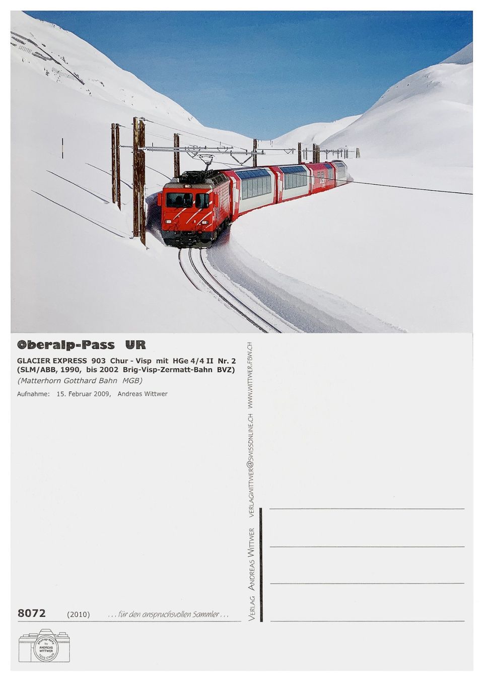 Ansichtskarten: Oberalp Pass Nätschen Andermatt Uri Bahn MGB GLACIER EXPRESS – Neu (gemäss Beschreibung) aus Bern von AWiBe