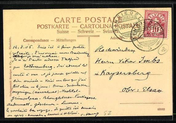 Cartoline postali: Einsiedeln, Totalansicht des Klosters Ei – Usato da Berlin venduto da bartko-reher 1