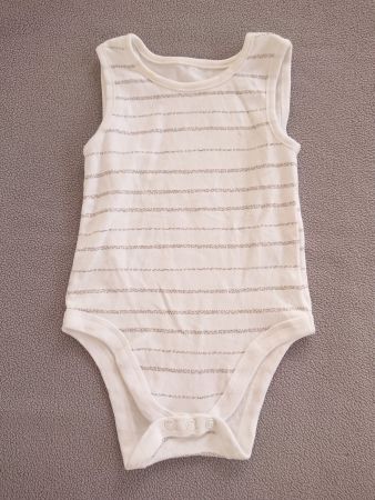 Baby Girl Body Gr. 74/80 6-12Mt Weiss Grau gestreift