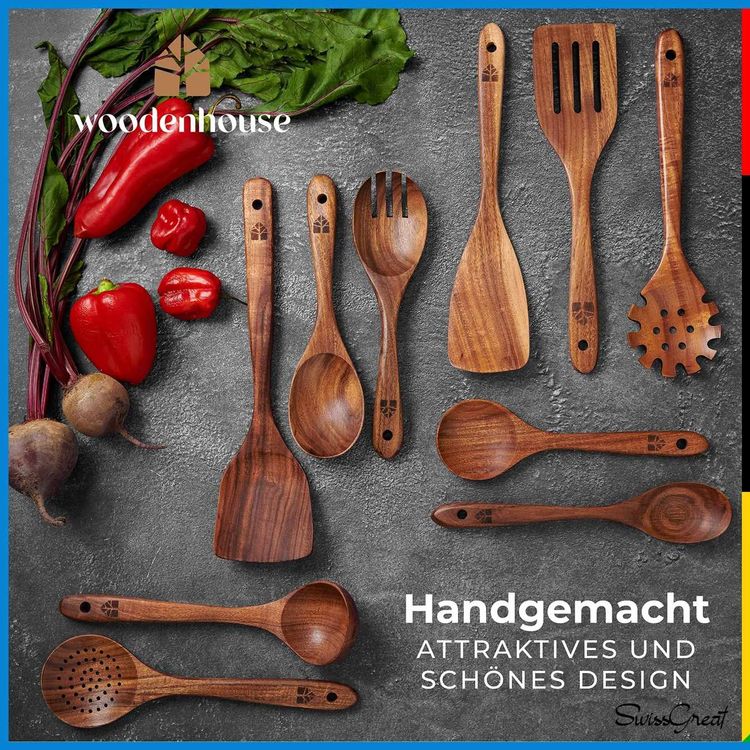 Teakholz Küchenutensilien Set - 10 Essentielle Stücke | Kaufen Auf Ricardo