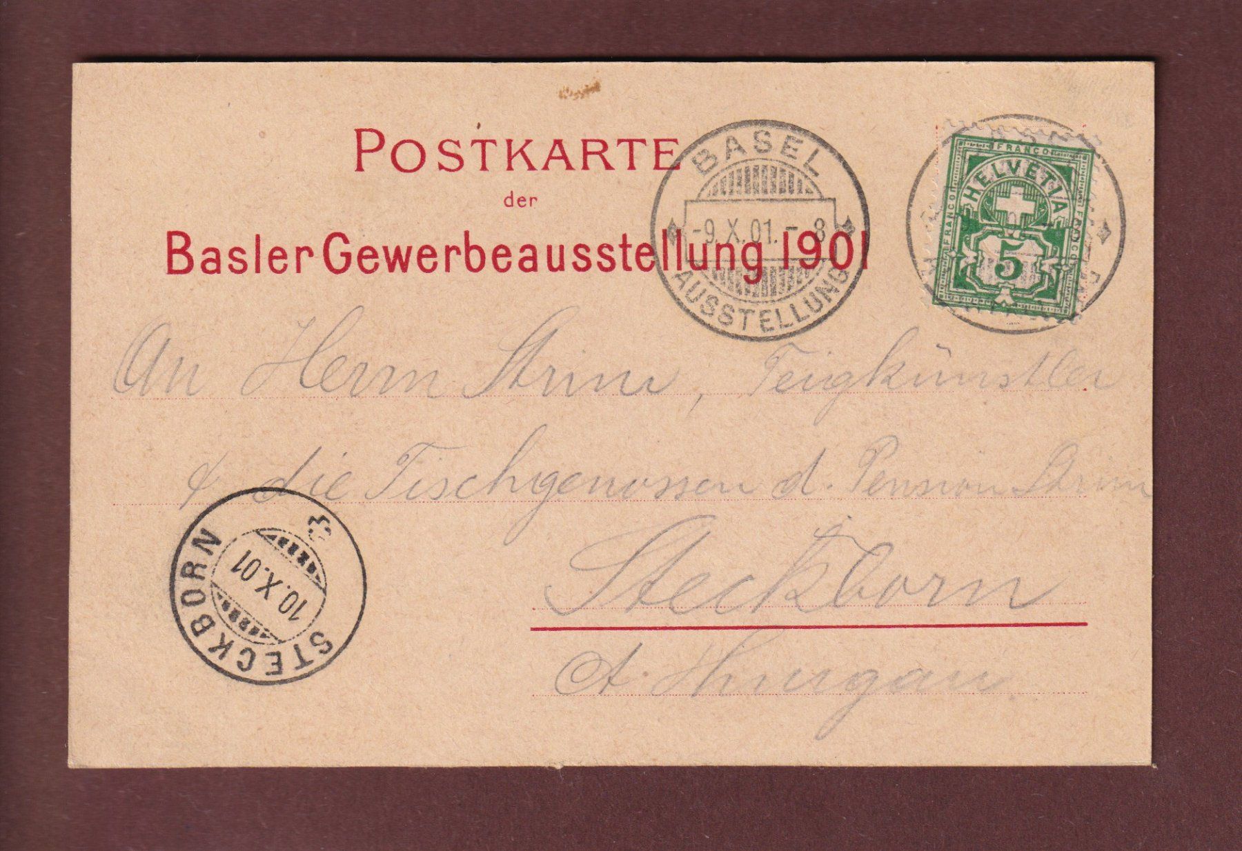 Cartoline postali: BASEL - Gewerbe Ausstellung 1901 – Usato da Pully venduto da nicecards 1