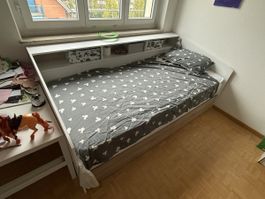 Single Bed with Integrated Storage and Headboard Shelf