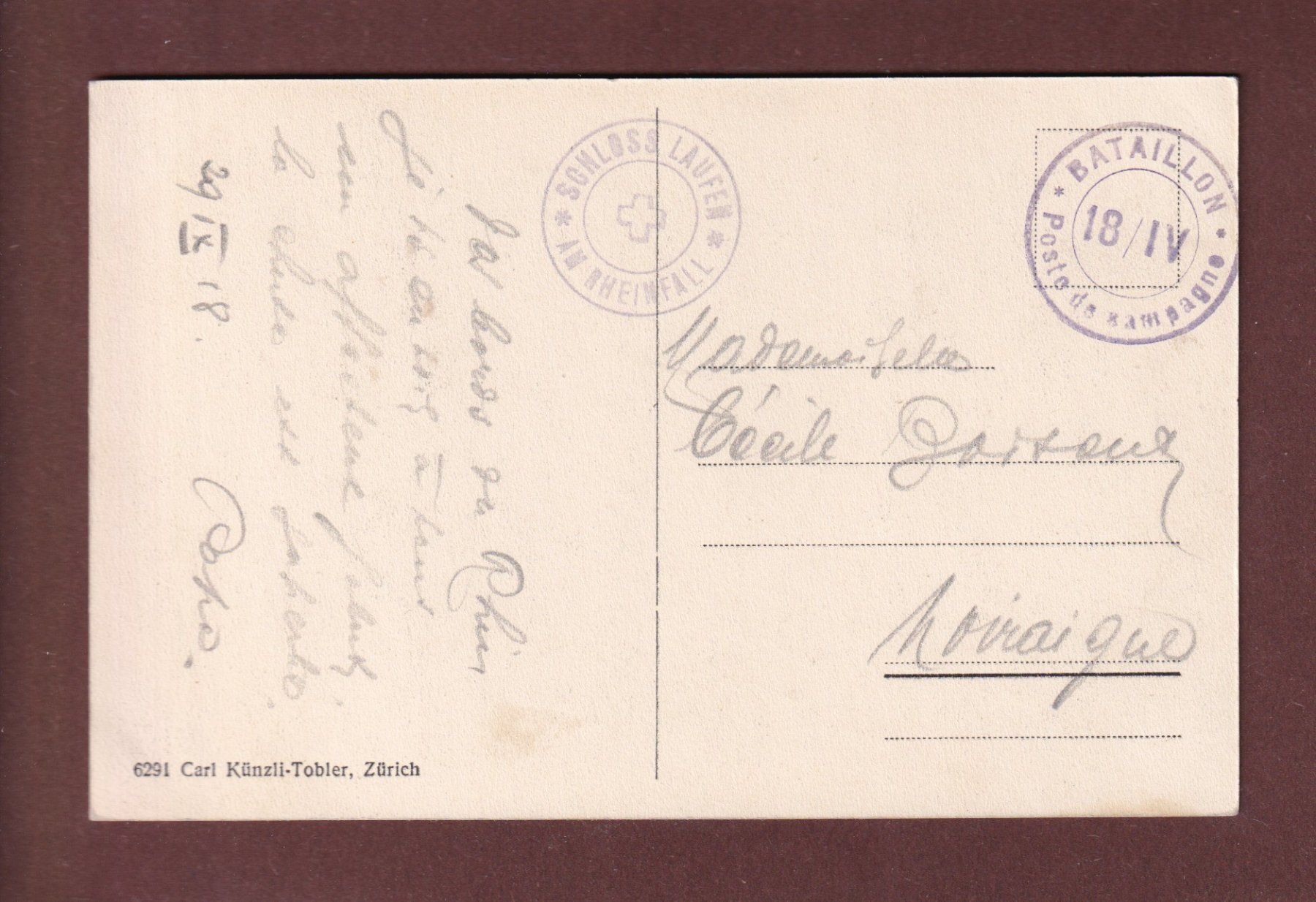 Ansichtskarten: RHEINFALL - 1918 Feldpost – Gebraucht aus Pully von nicecards-shop 1
