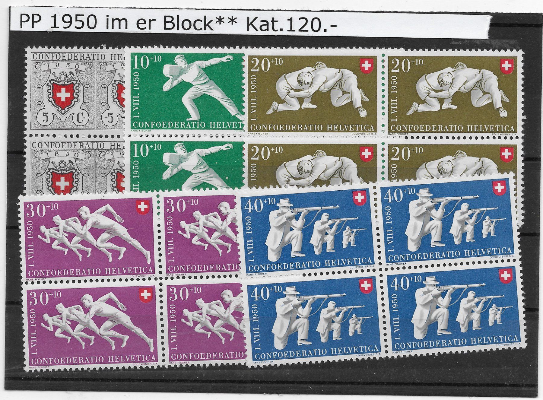 Tous les timbres: PP 1950 im 4er Block** Kat.120.- – D'occasion à Hefenhofen par Richsalz