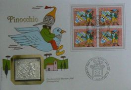 Numisbrief Pro Juventute Pinocchio Feinsilberbarren 999.9