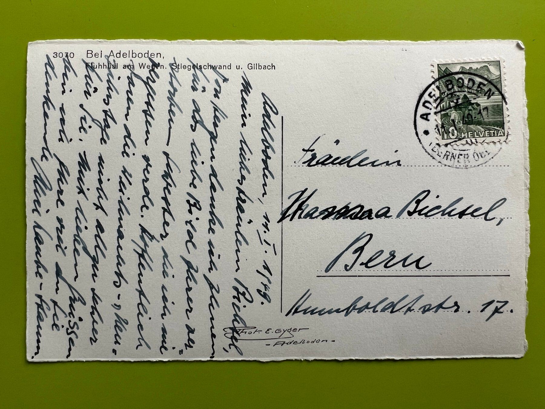Cartoline postali: Ansichtskarte Postkarte Adelboden 1949 – Usato da Ostermundigen venduto da iFonso 1