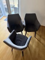 3 Sessel dunkelgrau Stoff mit Armlehnen guter Zustand
