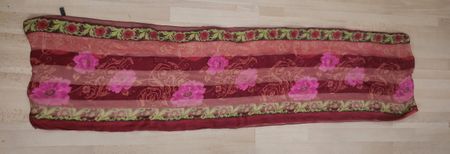 Écharpe  soie longue imprimé floral rouge rose multicolore