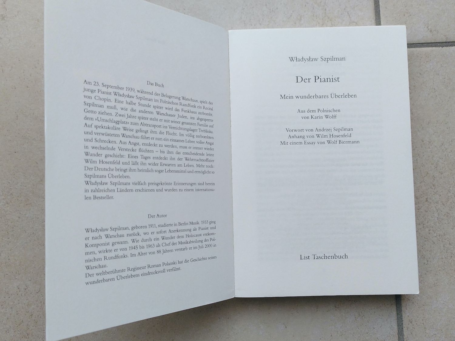 Libri: Der Pianist/ Wladystaw Szpilman – Usato da Brugg AG venduto da olamim 2