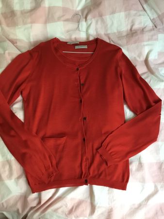 René Lezard Twinset, rot, Merino Wolle, Gr 40/42