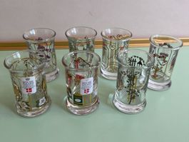 Holmegaard Danemark - Lot de 7 verres à shot de Noël