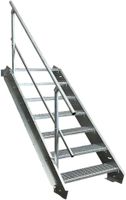 Stahltreppe 7 Stufen B110cm + Geländer