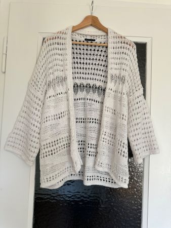 Legere lockere Strickjacke,, Weiss, neu