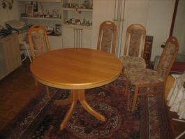 Holz Esstisch mit 4 Stühlen ausziehbar