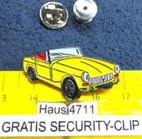 MG MIDGET CABRIO GELB PIN GEPRÄGT MIT SECURITY-CLIP