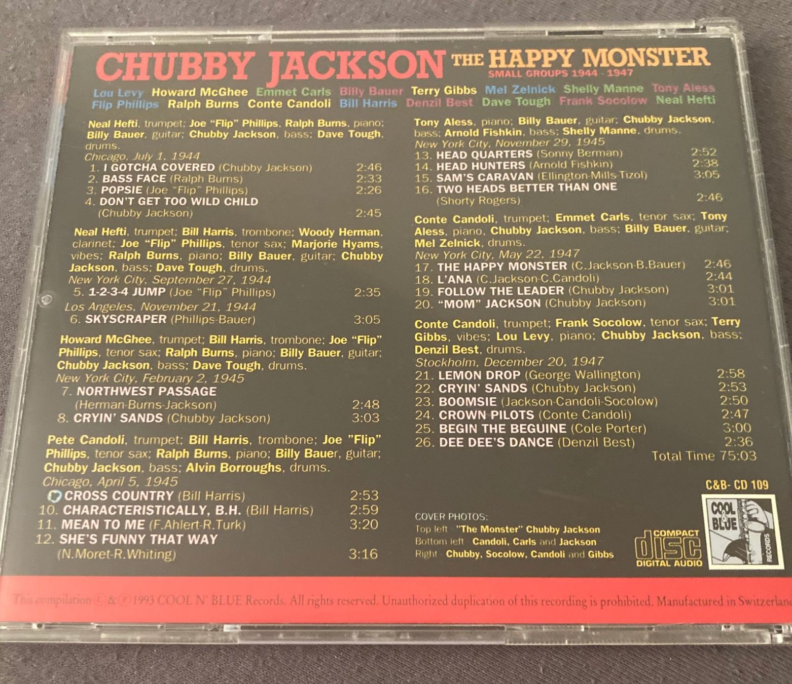 CD: The Happy Monster - Small Groups 1944 - 47 - Jazz - CD – Usato da Stans venduto da canberra04 1