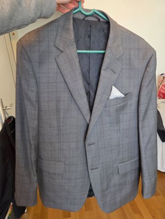 Balmain Herren Jackett, Grau Kariert, Grösse 50-52