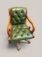Fauteuil de bureau Chesterfield cuir vert pivotant