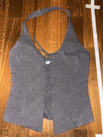 Bershka Top XS Grau Nadelstreifen Sommer Oberteil
