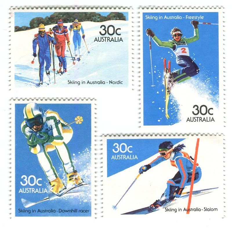 Tutti i francobolli: Briefmarken "Skisport". Australien – Nuovo e nell'imballaggio originale da Basel venduto da Butsch5
