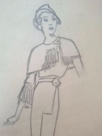Zeichnung Skizze Original für Stoffreklame 1928