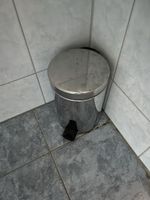 Kosmetikabfalleimer Edelstahl rund gebrauchter Zustand