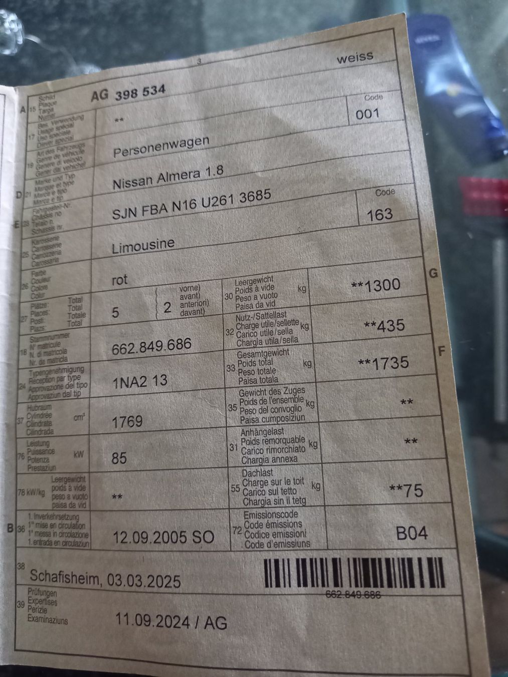 Nissan Autos: Nissan Almera 1.8 für Export oder Autoteile – Defekt aus Nesselnbach von rtirol