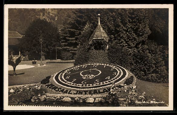 Ansichtskarten: AK Interlaken, Blumenuhr, 1927 – Gebraucht aus Berlin von bartko-reher