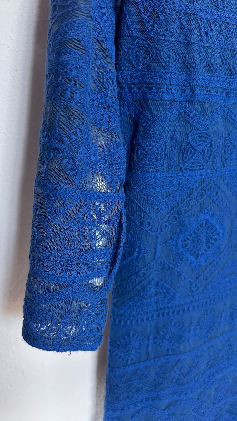 Mango Vestiti: MANGO elegantes blaues Spitzenkleid in Gr. S – Usato da Niederrohrdorf venduto da gigerch 4