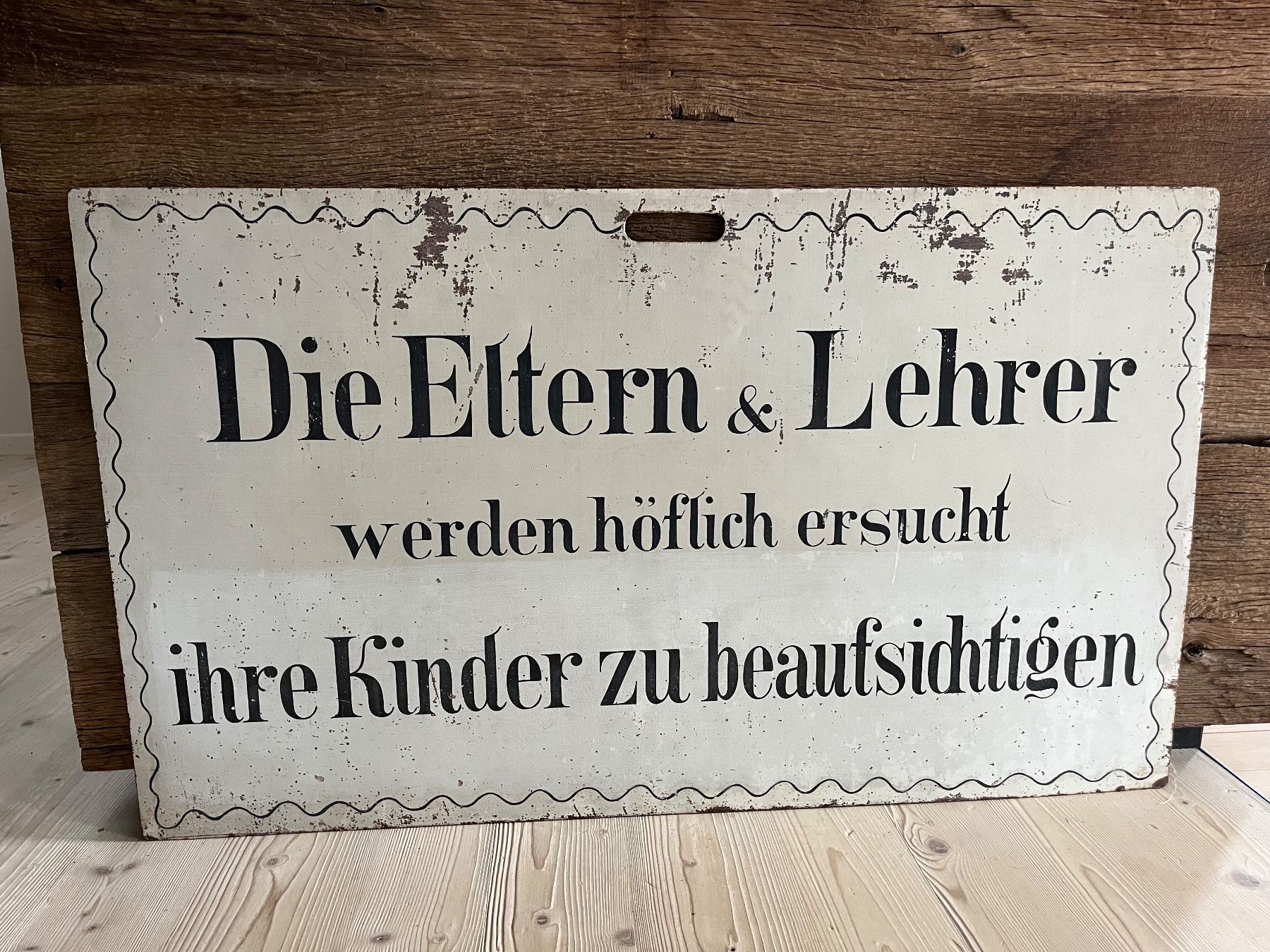 Schilder: Altes Metallschild mit doppelseitigem originellem Text – Gebraucht aus Steffisburg von Reitschel5 4