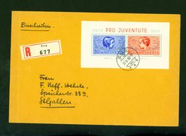 Pro Juventute Block 1937 Brief Zug 31.V.38 (C167)