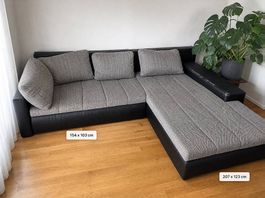 2-teiliges Sofa Grau   Gebrauchspuren vorhanden,