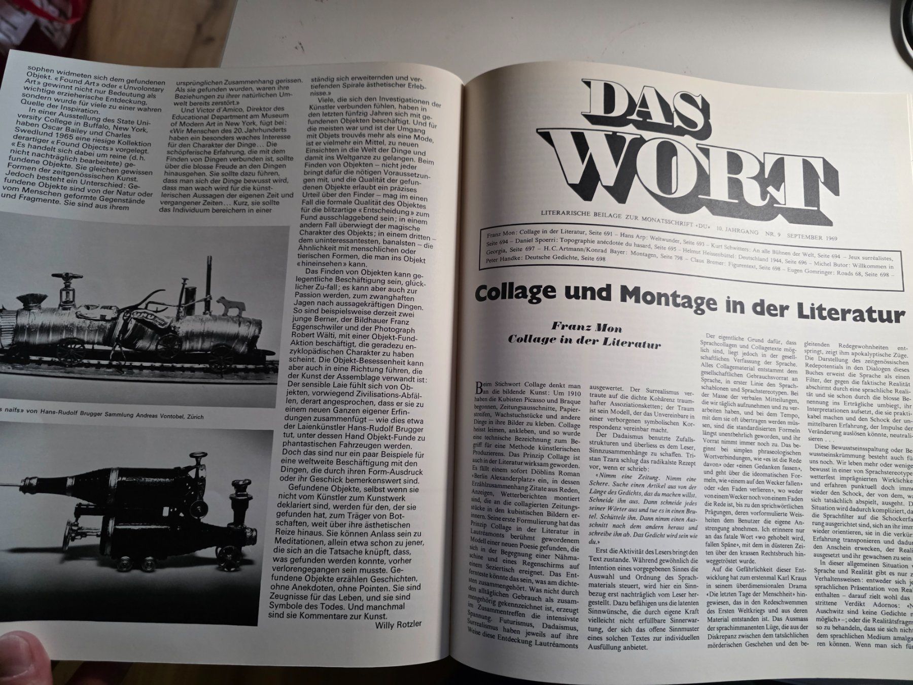 Riviste & Magazine: Kultur Zeitschrift DU - Sept. 1969 - Objekte – Usato da Walterswil BE venduto da Lonitti 8
