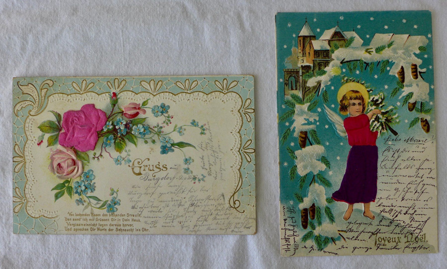 Cartes postales: 2 x gestickte Seidenkarten – D'occasion à Wallisellen par aloa09