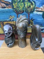3 x Steinskulpturen Köpfe gebraucht