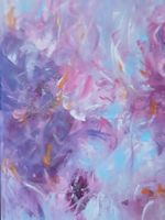 Abstraktes Acrylbild mit Bluemen, 50x70 cm